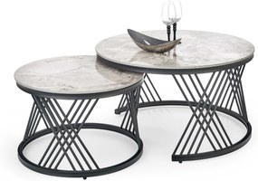 Set 2 buc. măsuțe de cafea Felecia (marmură gri + negru). 1039427