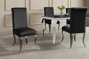 Set 2 scaune Modern Barock, argintiu/ catifea neagra