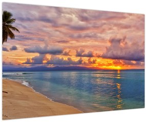 Tablou - Apus de soare la plajâ (90x60 cm)