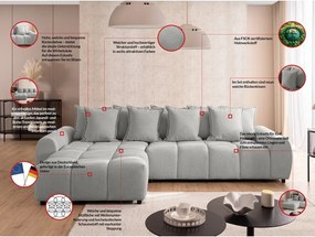 Colțar gri deschis (cu colț pe partea stângă/cu șezlong) Albane – Ropez