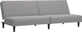 vidaXL Canapea extensibilă cu 2 locuri, gri deschis, catifea