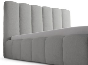 Pat tapițat Aura 160x200 cu spațiu depozitare - bouclé gri Quelle 83