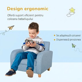 HOMCOM Scaun pentru Camera Copiilor în Material Textil Max. 65 kg 49x45x44cm Albastru | Aosom Romania