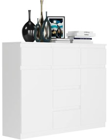 Comoda de design S-62D cu linii curate - diverse finisaje colorate Alb