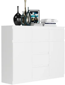 Comoda de design S-62D cu linii curate - diverse finisaje colorate Alb