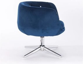 HR333CROSS Scaun Bleumarin Catifea cu Bază Cromata