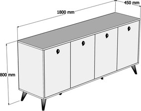 Bufet inferior Elite Walnut, Mezza, 180x45x80 cm, maro