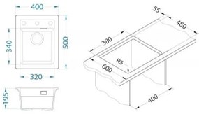 Chiuvetă de bucătărie ALVEUS 1139771 ATROX 50x40 cm negru