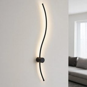 Aplica LED de perete, design ondulat, 38W total, L ≈ 1000 mm, temperatură reglabilă 3000K–6500K, negru – model 59093/1000