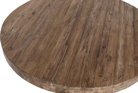 Măsuță de cafea rotundă din lemn de tec reciclat, natur, cu picioare masive, finisaj natural, 45 x 140 cm, „Tanor” – Ethnic Collections