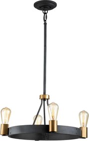 Quintiesse QN-SILAS-4P-DZ - Lustră cu tijă SILAS 4xE27/60W/230V, negru/auriu