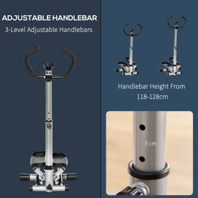 HOMCOM Stepper cu Monitor LCD, Mânere Reglabile și Benzi Elastice, Negru și Argintiu | Aosom Romania
