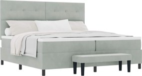 vidaXL Pat cu arcuri cu saltea Gri deschis 200 x 200 cm Catifea