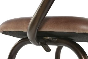 Scaun înalt de bar din metal si piele naturala, stil vintage, "Rotor"