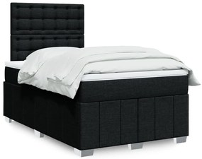 vidaXL Pat box spring cu saltea, negru, 120x200 cm, textil