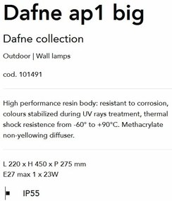 Aplica de perete exterior IP55 DAFNE AP1 BIG NERO