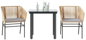 vidaXL Set mobilier de grădină cu perne 3 piese maro sticlă polirattan