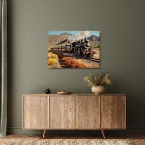 Tablou pe sticlă - Locomotivă cu aburi (70x50 cm)