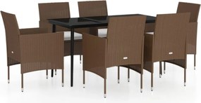vidaXL Set de servit masa pentru grădină, 7 piese, maro și negru