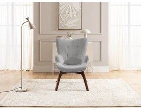 Fotoliu gri cu tapițerie din catifea reiată Niko – Ropez
