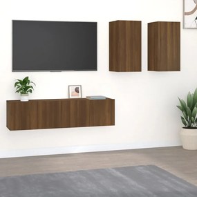 Set dulapuri TV, 4 piese, stejar maro, lemn prelucrat 4, Stejar brun, 60 x 30 x 30 cm