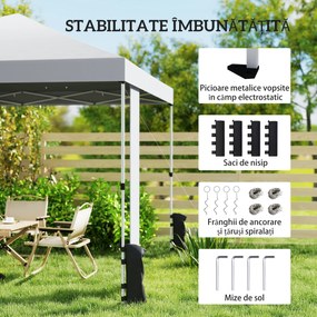 Outsunny Pavilion 3x3 m Pop-Up cu Buzunare, UPF 50+, cu Saci de Nisip și Geantă cu Roți | Aosom Romania