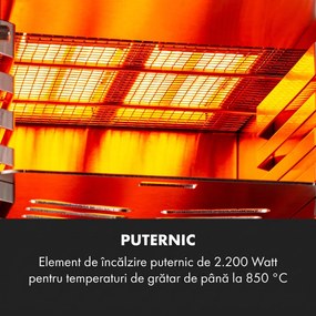 Klarstein Hannibal grătar de înaltă temperatură pentru interior 2.200W 850°C inox argintiu