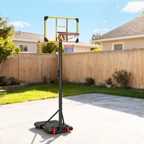 SPORTNOW Coș de Baschet pentru Copii 6-14 Ani, Coș de Baschet cu Înălțime Reglabilă, Roți și Bază Umplută, 71x46 cm, Galben | Aosom Romania