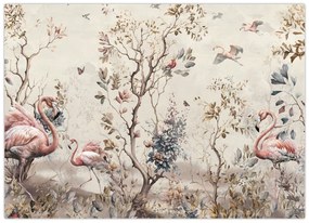 Tablou pe sticlă - Desen de flamingo (70x50 cm)