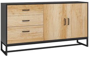 HOMCOM Bufet de Bucătărie cu 3 Sertare și un Dulăpior cu 2 Uși cu Închidere Lină, 140x35x75 cm, Lemn Natural | Aosom Romania