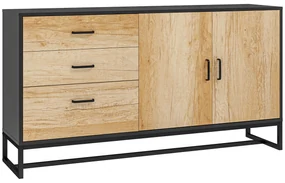 HOMCOM Bufet de Bucătărie cu 3 Sertare și un Dulăpior cu 2 Uși cu Închidere Lină, 140x35x75 cm, Lemn Natural | Aosom Romania