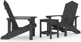 vidaXL Scaune de grădină Adirondack cu masă, antracit, HDPE