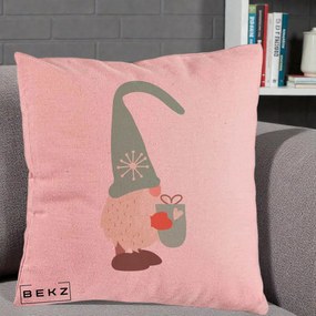 Perna Decorativa Gnom Nordic cu Cana Calda Menta, 40x40 cm, Roz, Husa Detasabila, Perna Inclusa, BEKZ®