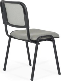 Scaun conferință gri HRC 600 din mesh respirabil cu cadru metalic stivuibil