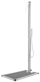 vidaXL Duș de grădină cu bază gri, 225 cm, oțel inoxidabil
