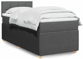 vidaXL Pat box spring cu saltea, gri închis, 100x200 cm, textil