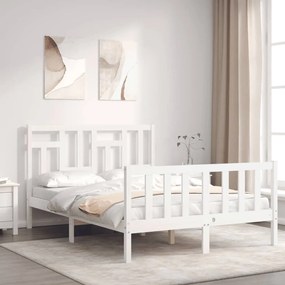 3193137 vidaXL Cadru de pat cu tăblie, alb, 120x200 cm, lemn masiv