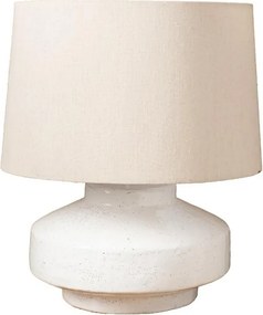 Lampă de masă din bumbac natur cu structură din ceramică albă, finisaj mat, 46×40 cm, „Gabaldia"