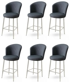 Set de scaune de bar Fora Anthracite și Chrome, 6buc., 6 buc.