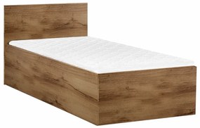 Pat de o persoana SOFIA 90 x 200 cm, stejar artisan Saltele: Cu saltele Coco Maxi 20 cm, Somiera pat: Cu lamele drepte