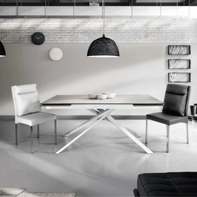 Masă Slim extensibilă, sticlă ceramică-picior metalic - EFECT MARMURA
