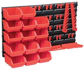 vidaXL Set cutii depozitare 39 piese cu panouri de perete, roșu&amp;negru