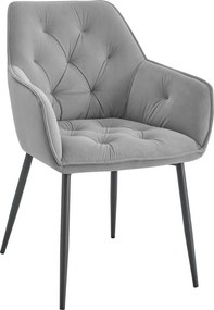 Scaun BEL NEW, gri deschis/negru, stofa catifelata/metal, 58x63x86 cm