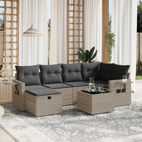 vidaXL Set canapele de grădină cu perne, 7piese gri deschis poliratan