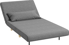 HOMCOM Fotoliu Pat 3 în 1 cu Spătar Reglabil pe 6 Nivele și Pernă, Canapea Pat Pliant, 94x78x80 cm, Gri | Aosom Romania