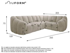 Colțar gri (cu colț pe partea dreaptă/în formă de ”L”) Shell – Miuform