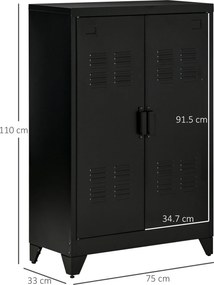 HOMCOM Dulapior Multifunctional cu 2 Usi Stil Industrial, Dulapior Metalic pentru Casa si Garaj - Gri | Aosom Romania