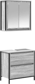 vidaXL Set mobilier de baie, 2 piese, gri sonoma, lemn prelucrat