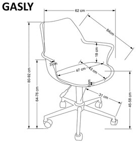 Scaun de birou Gasly roz H92 cm