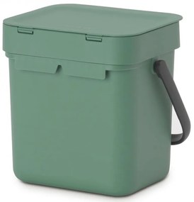 Cos de gunoi colectare selectiva BrabantiaSort&Go 1003229, 3 L, Maner, Montabil pe perete, Verde închis